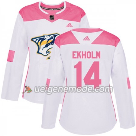 Dame Eishockey Nashville Predators Trikot Mattias Ekholm 14 Adidas 2017-2018 Weiß Pink Fashion Authentic